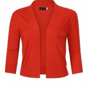 Red Open-Front Women's Cardigan Sweater